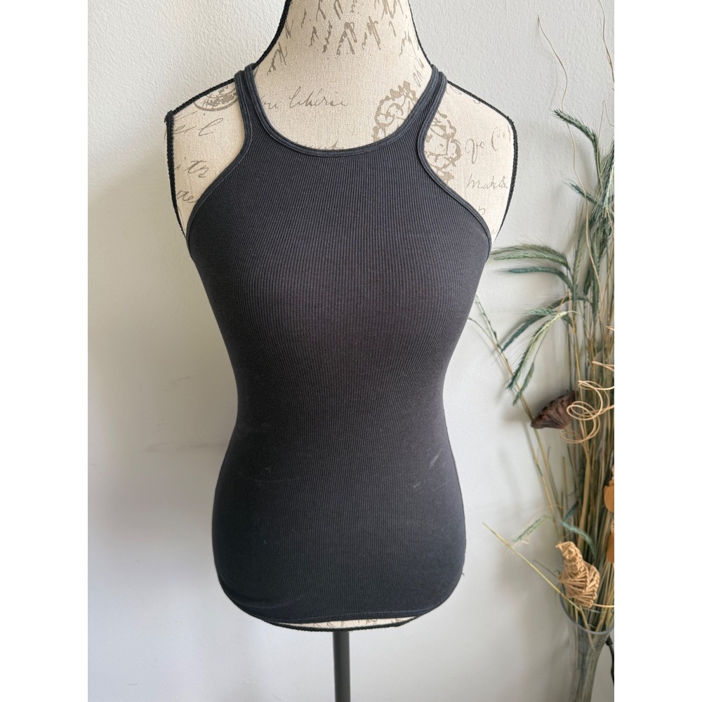 Lululemon Black Ribbed Racerback Tank Top Cutout Detail Athletic Women's - Picture 3 of 6